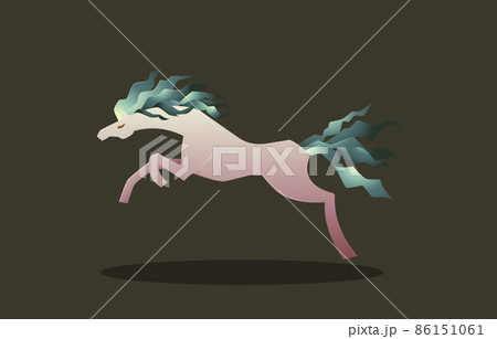 Beautiful Horse Long Hair Mare Run Jump Elegance Fantasy Cartoon 86151061
