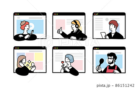 SNSを楽しむ人々のイメージイラスト 86151242