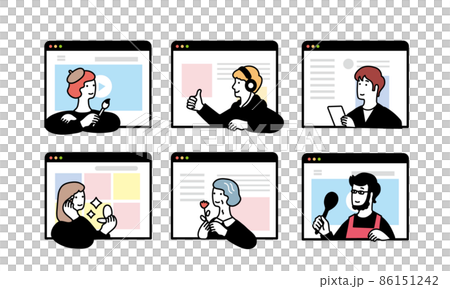 SNSを楽しむ人々のイメージイラスト 86151242