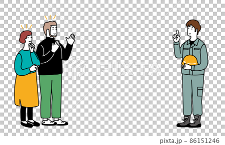 A simple illustration of a man and a couple in work clothes 86151246