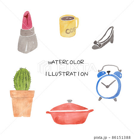手描き水彩 かわいいイラスト素材集のイラスト素材
