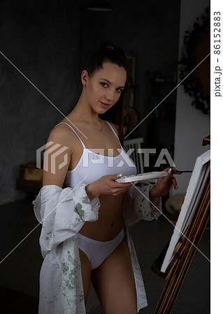 Sensual woman in lingerie drawing picture 86152883
