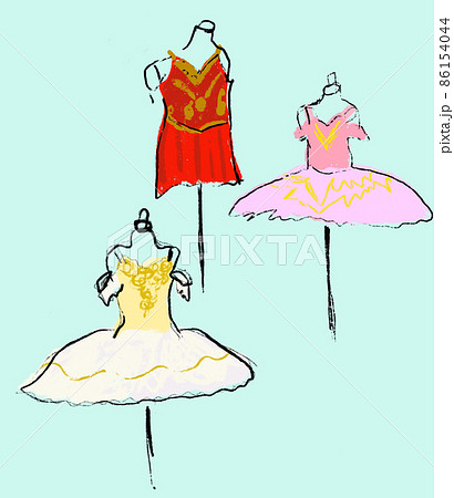 バレエショップのバレエ衣装のイラスト素材