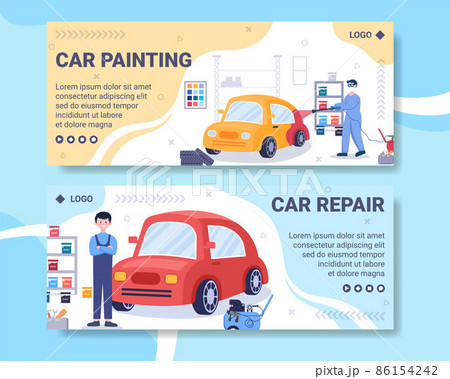 Car Painting Machine Banner Template Flat Illustration Editable of Square Background Suitable for Social media or Web Internet Ads 86154242