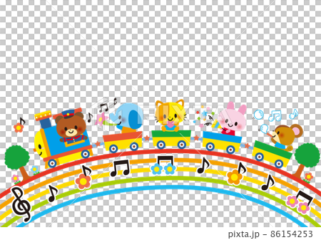 Birthday gift frame balloon cute kid animal train to celebrate 86154253