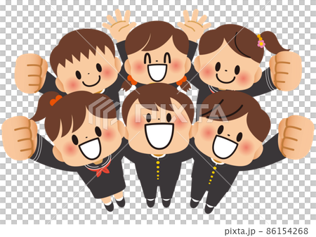 ガッツポーズでやる気まんまん頑張ろう!中学生高校生学生友達 ガッツポーズでやる気まんまん頑張ろう!中学生高校生学生友達 86154268