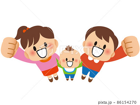ガッツポーズでやる気まんまん頑張ろう の家族子供赤ちゃんのイラスト素材 ガッツポーズでやる気まんまん頑張ろう の家族子供赤ちゃんのイラスト素材