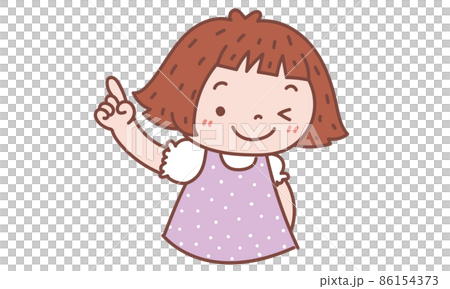 指差しをする女の子のイラスト素材