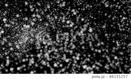 White Snow Falling on Isolated Black Background 86155257