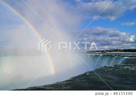 カナダから見たナイアガラのカナダ滝と虹 カナダから見たナイアガラのカナダ滝と虹 86155390