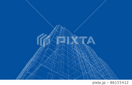 Wire-frame model of a multi-storey building Wire-frame model of a multi-storey building 86155412