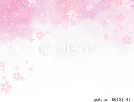 桜の舞う美しいピンクの水彩背景 テキストスペースあり 桜の舞う美しいピンクの水彩背景 テキストスペースあり 86155442