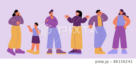 Thoughtful people, doubtful men, women, kids think Thoughtful people, doubtful men, women, kids think 86156242
