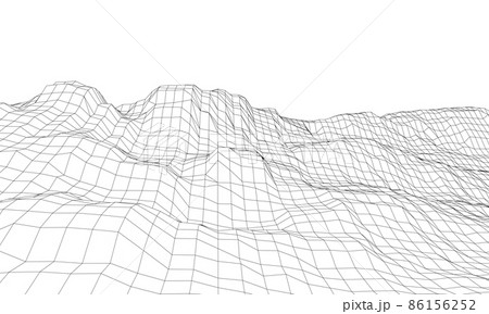 Abstract 3d wire-frame landscape. Blueprint style 86156252