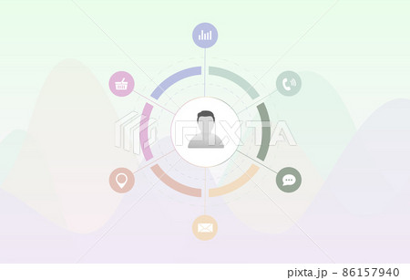 Customer data management concept illustration. Customer information database with their preferences, interests, spending, balance and contacts for better digital marketing and advertising of goods Customer data management concept illustration. Customer information database with their preferences, interests, spending, balance and contacts for better digital marketing and advertising of goods 86157940