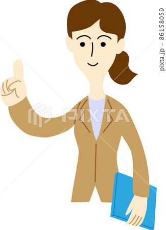 お客様を案内する女性会社員の上半身イラスト お客様を案内する女性会社員の上半身イラスト 86158059