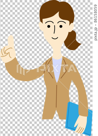 お客様を案内する女性会社員の上半身イラスト お客様を案内する女性会社員の上半身イラスト 86158059