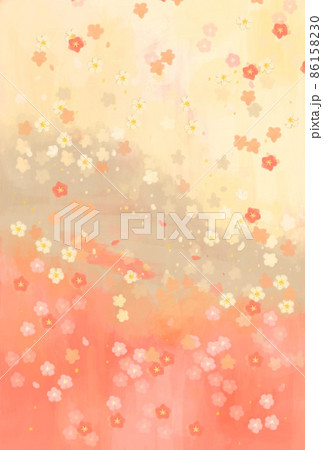 ふんわり紅白梅の和風な背景 86158230