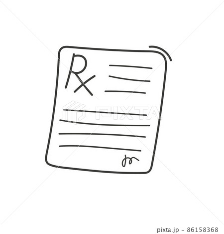 Prescription medical blanc, hand drawn Rx form isolated on white background 86158368