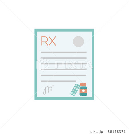 Prescription medical blanc, flat Rx form icon, isolated on white background 86158371
