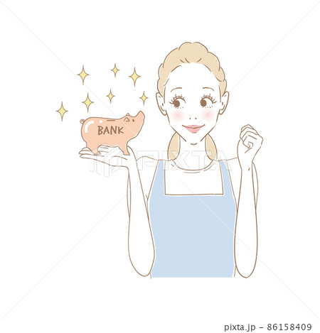 貯金がたまってガッツポーズの主婦 貯金がたまってガッツポーズの主婦 86158409
