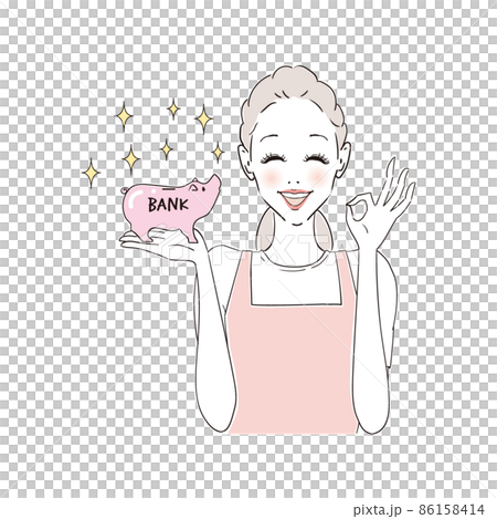 貯金がたまって嬉しい主婦 86158414