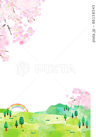 桜　水彩イラスト　コラージュ 86158545