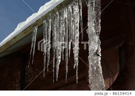 Photo of icicles. Natural light in a sunny day Photo of icicles. Natural light in a sunny day 86159414
