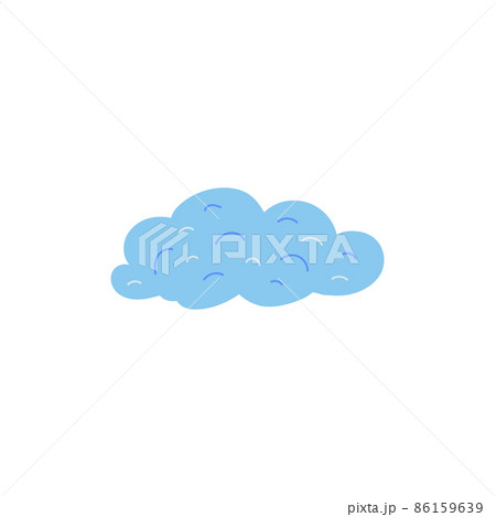Blue fluffy cloud icon or symbol, hand drawn flat vector illustration isolated. 86159639