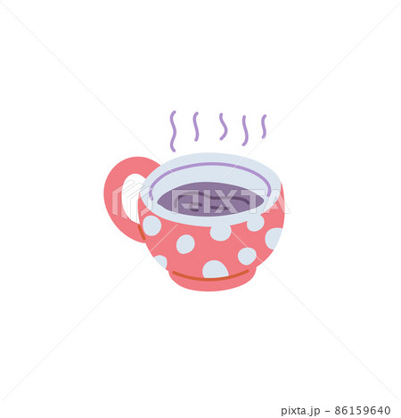 Ceramic cup with hot beverage inside - flat vector illustration isolated on white background. Ceramic cup with hot beverage inside - flat vector illustration isolated on white background. 86159640