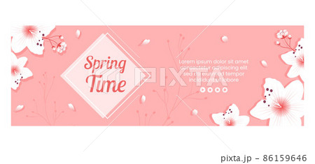 Spring with Blossom Sakura Flowers Cover Template Flat Illustration Editable of Square Background for Social Media or Greeting Card Spring with Blossom Sakura Flowers Cover Template Flat Illustration Editable of Square Background for Social Media or Greeting Card 86159646