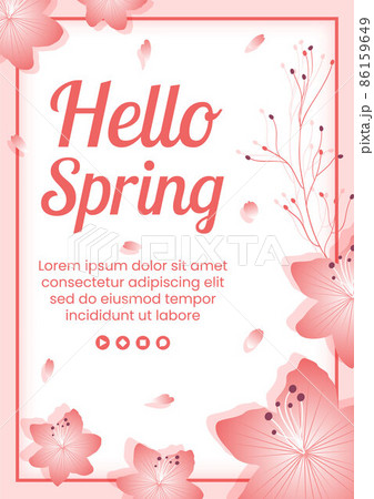 Spring with Blossom Sakura Flowers Flyer Template Flat Illustration Editable of Square Background for Social Media or Greeting Card Spring with Blossom Sakura Flowers Flyer Template Flat Illustration Editable of Square Background for Social Media or Greeting Card 86159649
