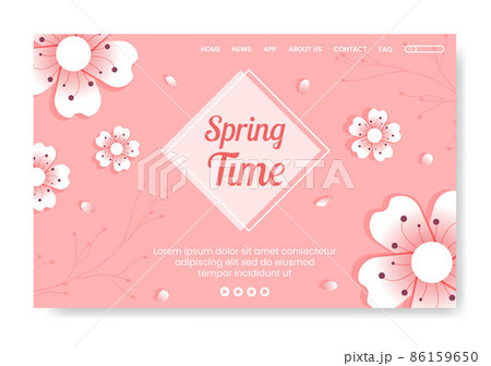 Spring with Blossom Sakura Flowers Landing Page Template Flat Illustration Editable of Square Background for Social Media or Greeting Card Spring with Blossom Sakura Flowers Landing Page Template Flat Illustration Editable of Square Background for Social Media or Greeting Card 86159650