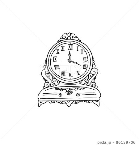 Vintage mantel clock hand drawn icon doodle vector illustration isolated. Vintage mantel clock hand drawn icon doodle vector illustration isolated. 86159706