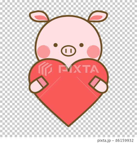 Pig upper body with a heart 86159932