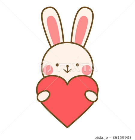 ハートを持つウサギ 上半身のイラスト素材 [86159933] - PIXTA