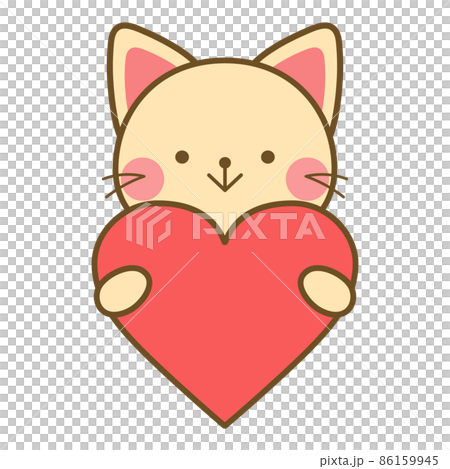 Upper body of a cat with a heart Upper body of a cat with a heart 86159945