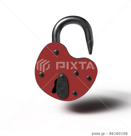 Metal Padlock with Keyhole.  3D Illustration. Isolated on White Background. 86160106