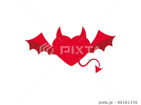 Devil red heart icon isolated on white background. 86161156