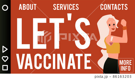 Coronavirus vaccine distribution and healthcare site, flat vector illustration. 86163203