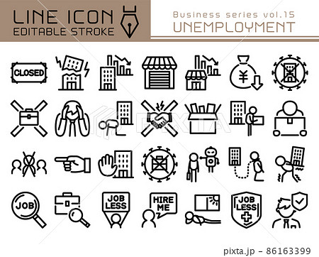 ラインアイコン ビジネスシリーズvol.15 失業・退職・解雇・リストラ ラインアイコン ビジネスシリーズvol.15 失業・退職・解雇・リストラ 86163399