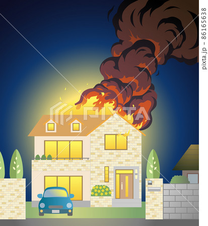 火事 火災 家のイラスト素材