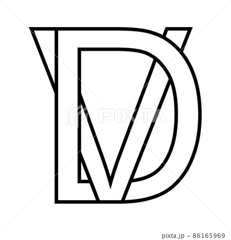 Logo sign, dv vd, icon nft dv interlaced letters d v 86165969