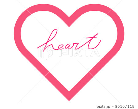 ピンクのハートと筆記体のheartの文字のイラスト素材 [86167119] - PIXTA
