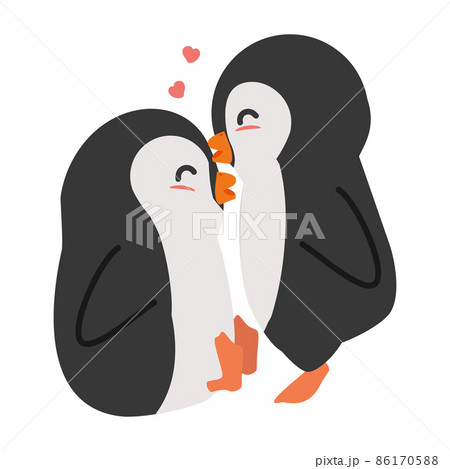 Cute  Penguins Couple  with heart 86170588