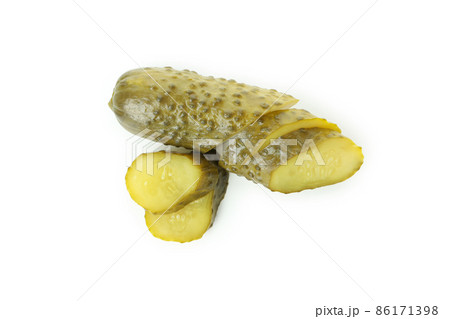 One chopped pickle isolated on white background One chopped pickle isolated on white background 86171398