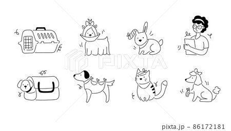 Pet veterinary clinic line icon set 86172181