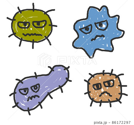 感染症や病気の原因となるウイルスのイラストのイラスト素材