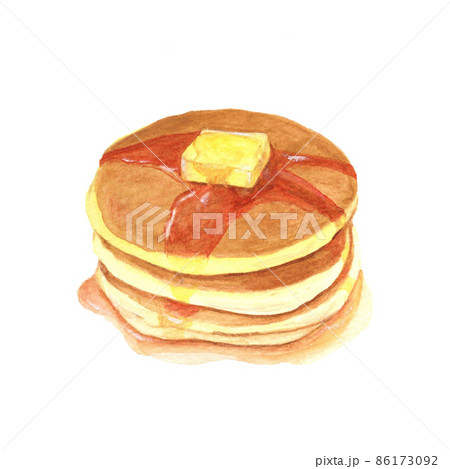 手描き水彩の重なったホットケーキイラスト(かわいい朝食・フード素材) 手描き水彩の重なったホットケーキイラスト(かわいい朝食・フード素材) 86173092
