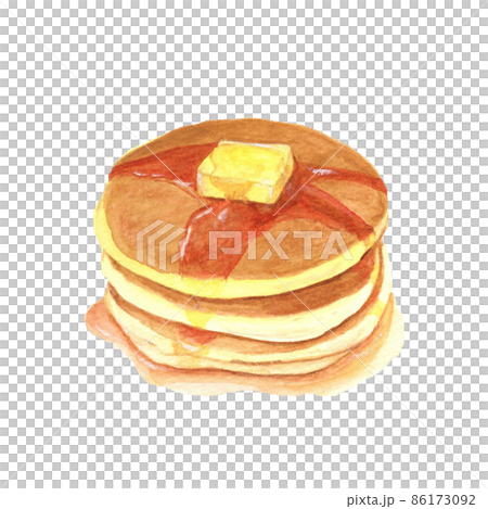 手描き水彩の重なったホットケーキイラスト(かわいい朝食・フード素材) 手描き水彩の重なったホットケーキイラスト(かわいい朝食・フード素材) 86173092